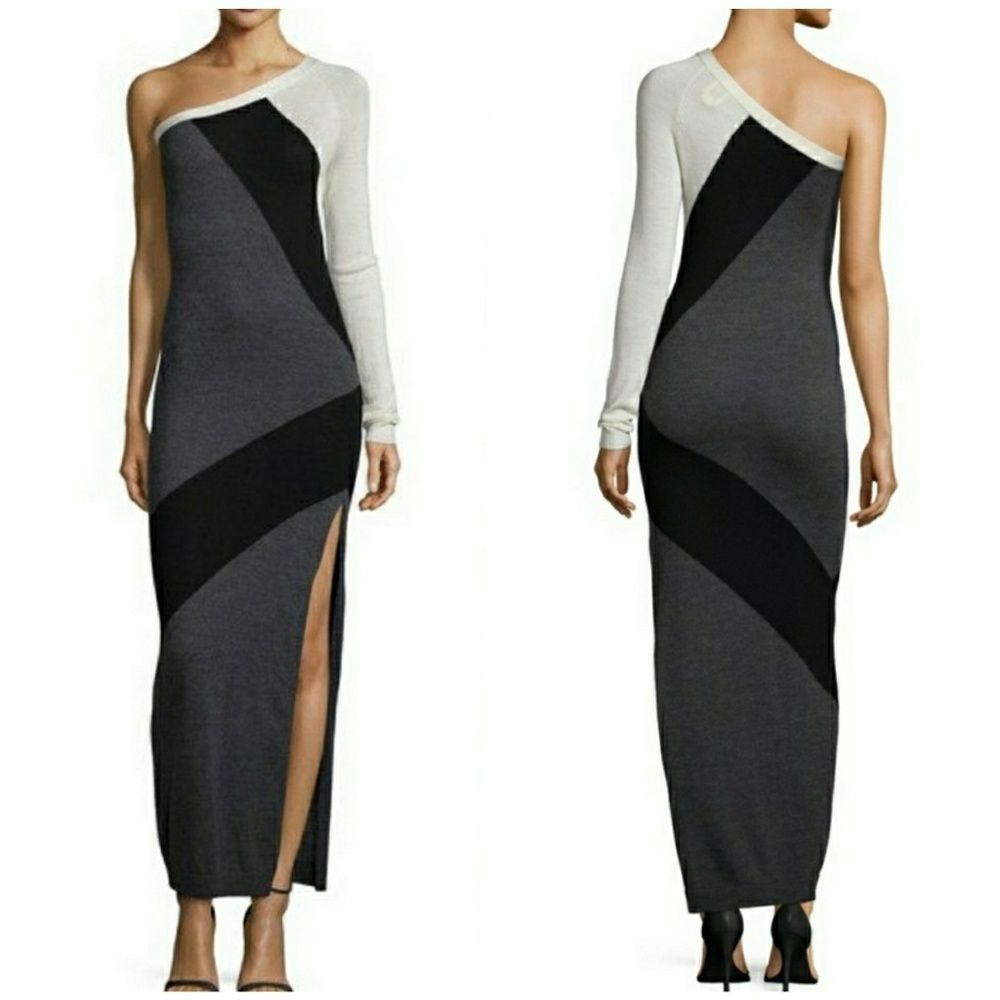 Haute Hippie 1 Sleeve Colorblock Gown ,Bufheather - Picture 1 of 8